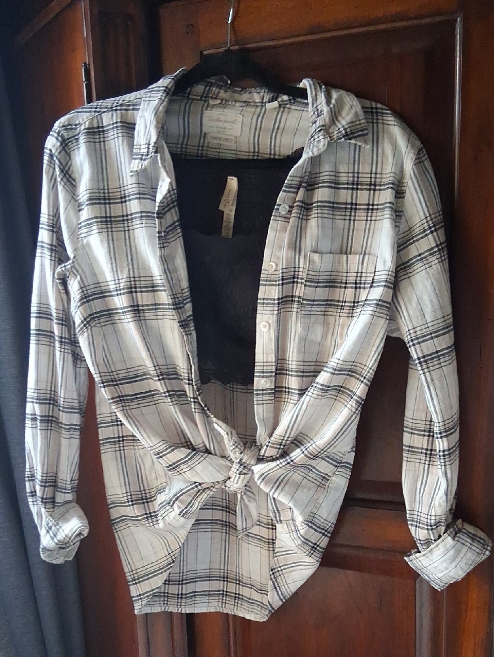 Weatherproof Black & Ivory Plaid Button-Down Shirt